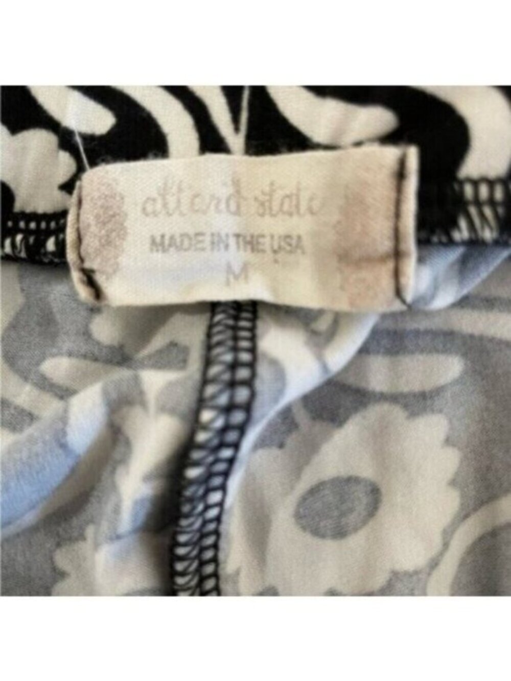 Altar’d State Floral Flare Pants Mod Stretch Black White - Picture 5 of 7